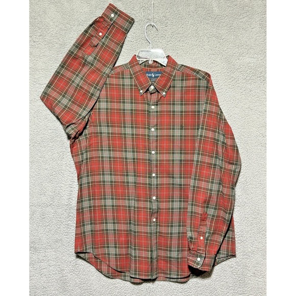 Ralph Lauren Other - Ralph Lauren Mens Red & Green Tartan Plaid Button Down Shirt Classic Fit Size XL